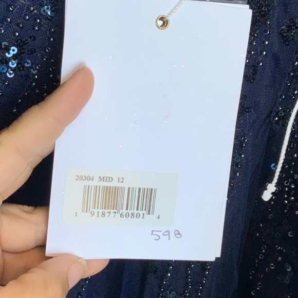 Mac Duggal 20304 NWT EMBELLISHED FLUTTER SLEEVE TEA-LENGTH DRESS - Blue - Picture 9 of 15